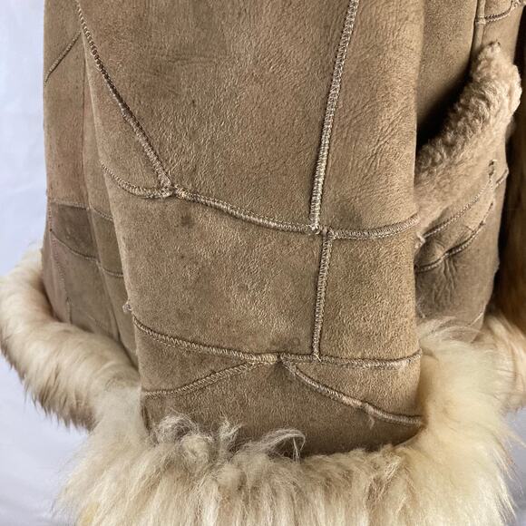 Genuine Shearling Sheepskin Patchwork Penny Lane Leather Coat - Picture 9 of 16